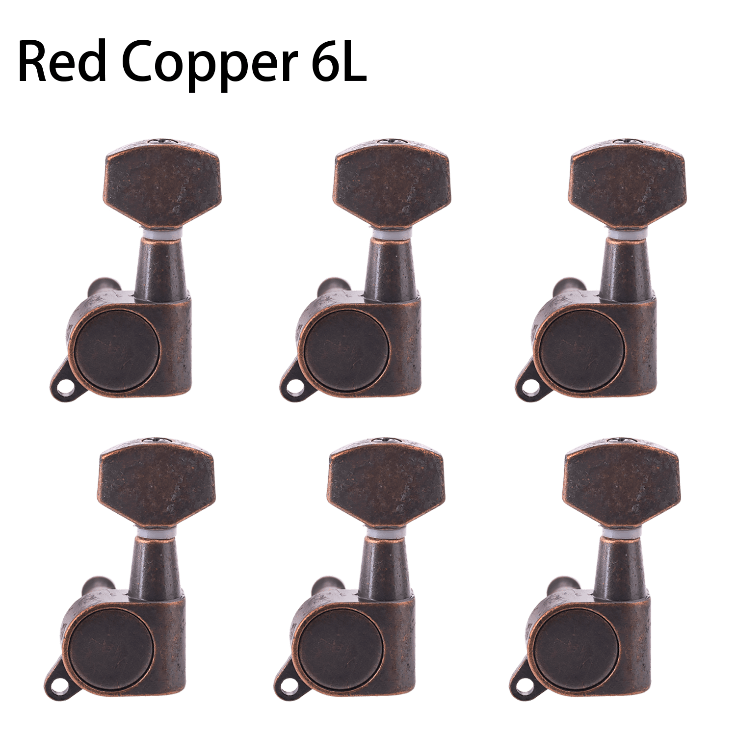 LOOKSEVEN 6 Left Hand Sealed Guitar Tuner Pegs,Big Square Electric Guitar String Tuning Pegs Keys Machine Heads for Fender Strat Stratocaster Tele Telecaster/Electric Guitar-Red Bronze