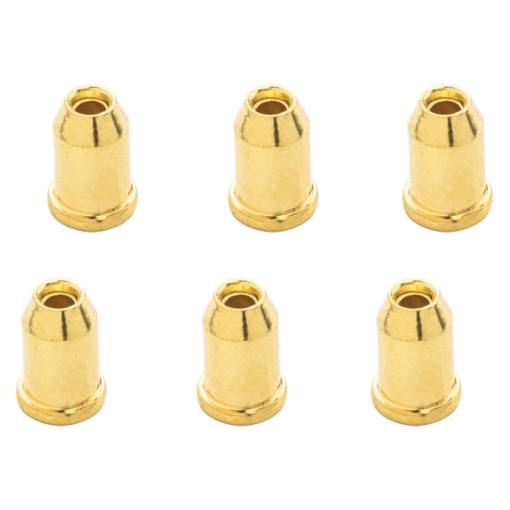 LOOKSEVEN 6 Pcs Electric Guitar String Ferrule Buttons, Metal Bullet Guitar String Ferrules with Washers for Strat Tele Guitar Bass Replacement Parts-Gold