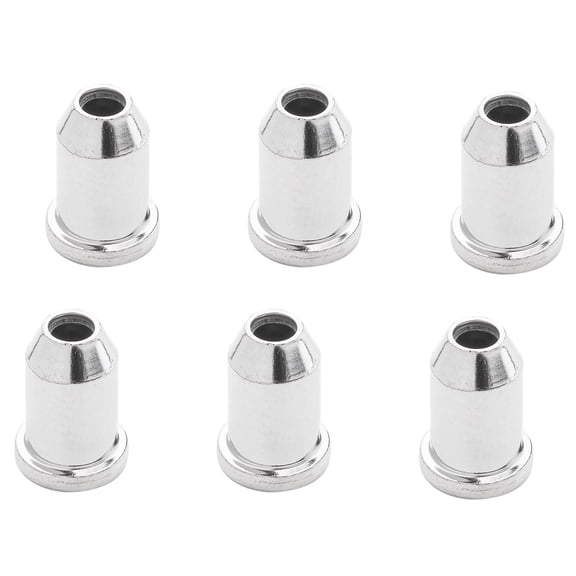 LOOKSEVEN 6 Pcs Electric Guitar String Ferrule Buttons, Metal Bullet Guitar String Ferrules with Washers for Strat Tele Guitar Bass Replacement Parts-Silver