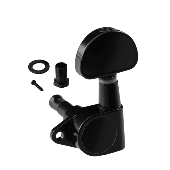 LOOKSEVEN 1:15 Fully Enclosed Guitar String Tuning Peg Machine Head for Acoustic Guitar-Black-1L