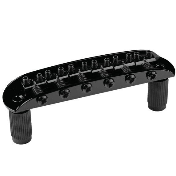 LOOKSEVEN 6 String Electric Guitar Bridge Tailpiece with Roller Saddles, Black/Chrome/Gold, Guitar Replacement Parts-black