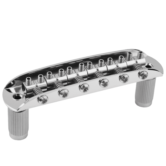 LOOKSEVEN 6 String Electric Guitar Bridge Tailpiece with Roller Saddles, Black/Chrome/Gold, Guitar Replacement Parts-chorme
