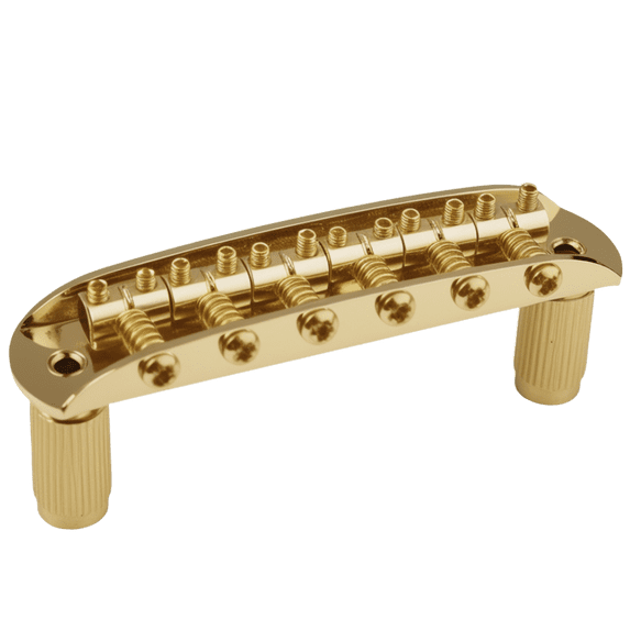 LOOKSEVEN 6 String Electric Guitar Bridge Tailpiece with Roller Saddles, Black/Chrome/Gold, Guitar Replacement Parts-gold