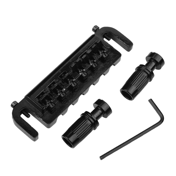 LOOKSEVEN 6 String Electric Guitar Integrated Bridge Tune-O-Matic Style Guitar Bridge Replacement for Gibson Epiphone Les Paul SG, with Studs & Wrench-black