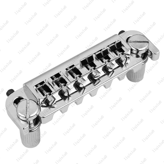 LOOKSEVEN 6 String Electric Guitar Integrated Bridge Tune-O-Matic Style Guitar Bridge Replacement for Gibson Epiphone Les Paul SG, with Studs & Wrench-chorme