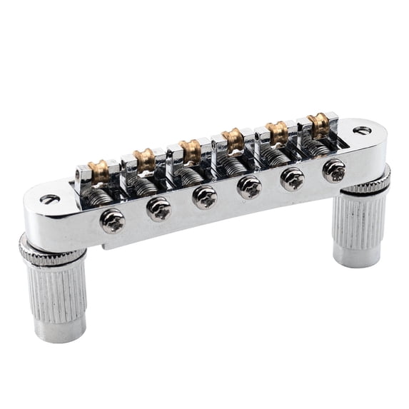 LOOKSEVEN 6-String Electric Guitar Roller Saddle Bridge Tune-O-Matic with Studs Replacement Part For Epiphone LP SG (Chrome)