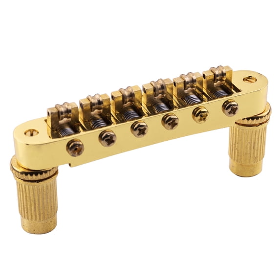 LOOKSEVEN 6-String Electric Guitar Roller Saddle Bridge Tune-O-Matic with Studs Replacement Part For Epiphone LP SG (Gold)