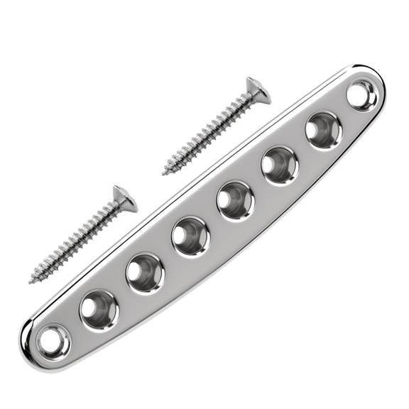 LOOKSEVEN 6 String Guitar String Through Body Plate, Electric Guitar Bridge Back Plate with Mounting Holes-chorme