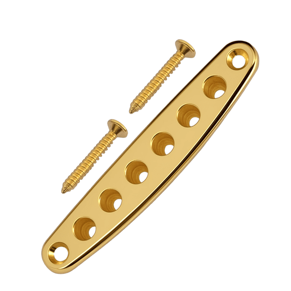 LOOKSEVEN 6 String Guitar String Through Body Plate, Electric Guitar Bridge Back Plate with Mounting Holes-gold