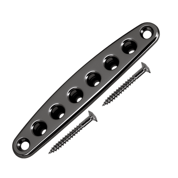 LOOKSEVEN 6 String Guitar String Through Body Plate, Electric Guitar Bridge Back Plate with Mounting Holes-gun black