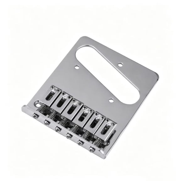 LOOKSEVEN 6 String Tele Style Electric Guitar Bridge, Chrome Fixed Bridge with Humbucker Pickup Slot, Adjustable Saddles, Mounting Screws & Allen Wrench Included-chorme