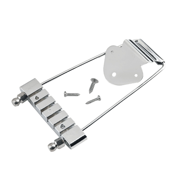 LOOKSEVEN 6 String Trapeze Tailpiece Bridge for Semi-Hollow Electric Guitar-chorme