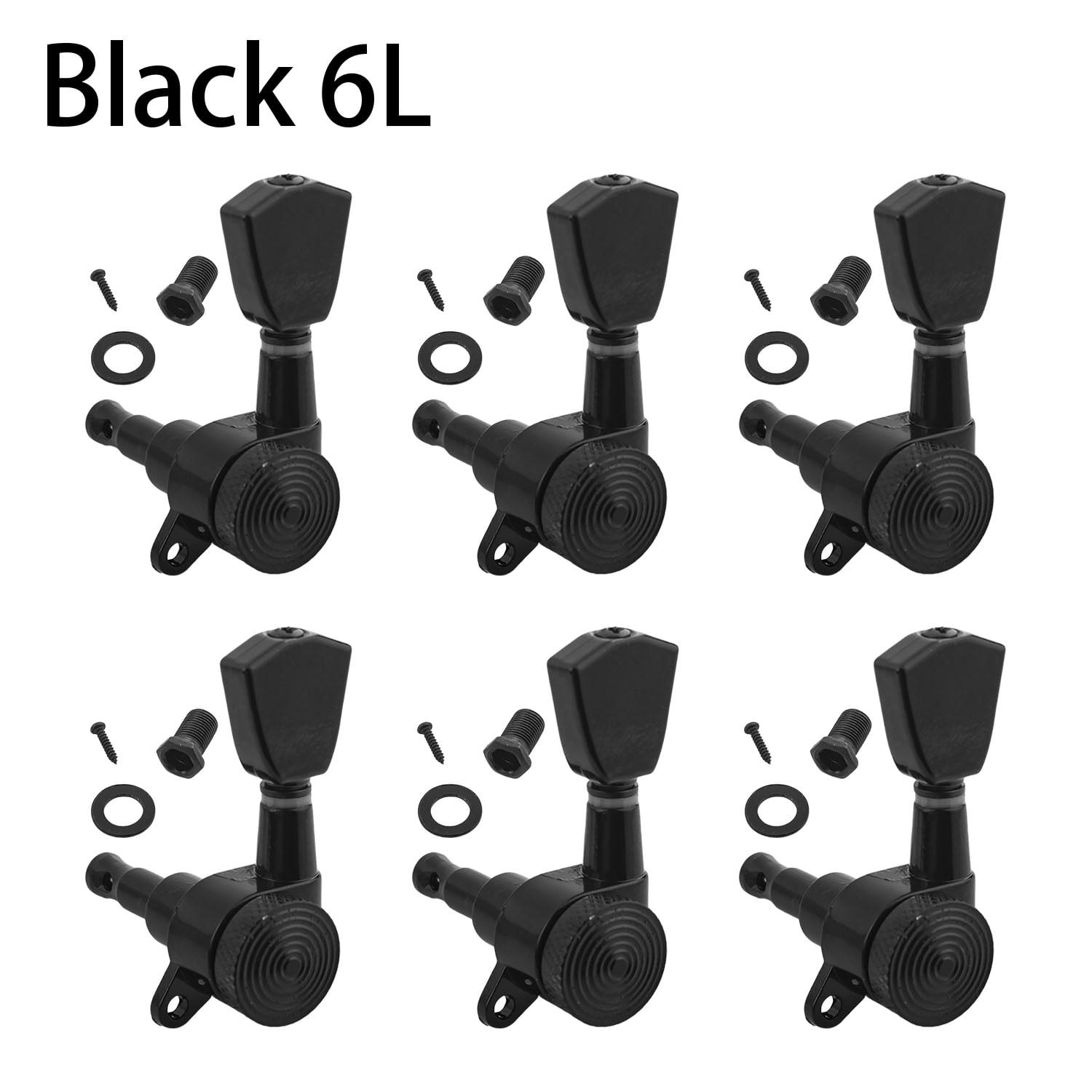 LOOKSEVEN 6L Inline Guitar Locking Tuners Tuning Pegs Machine Heads 1:18 Gear Ratio for Fender/Stratocaster/Telecaster guitar (Black)