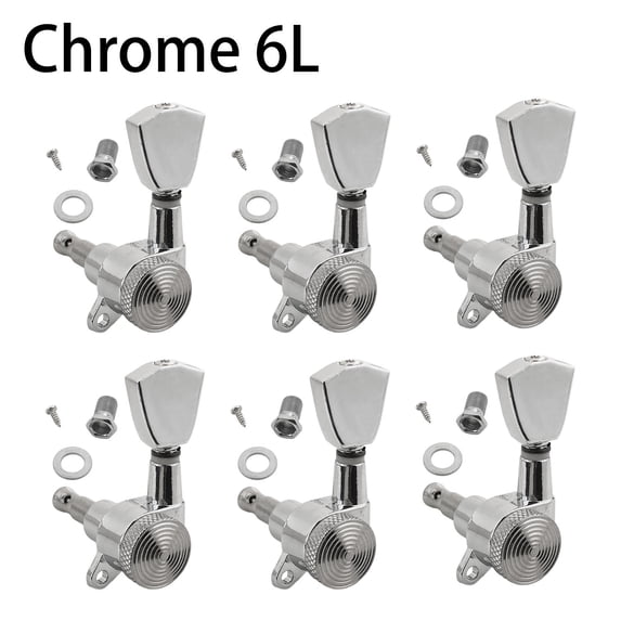 LOOKSEVEN 6L Inline Guitar Locking Tuners Tuning Pegs Machine Heads 1:18 Gear Ratio for Fender/Stratocaster/Telecaster guitar (Chrome)