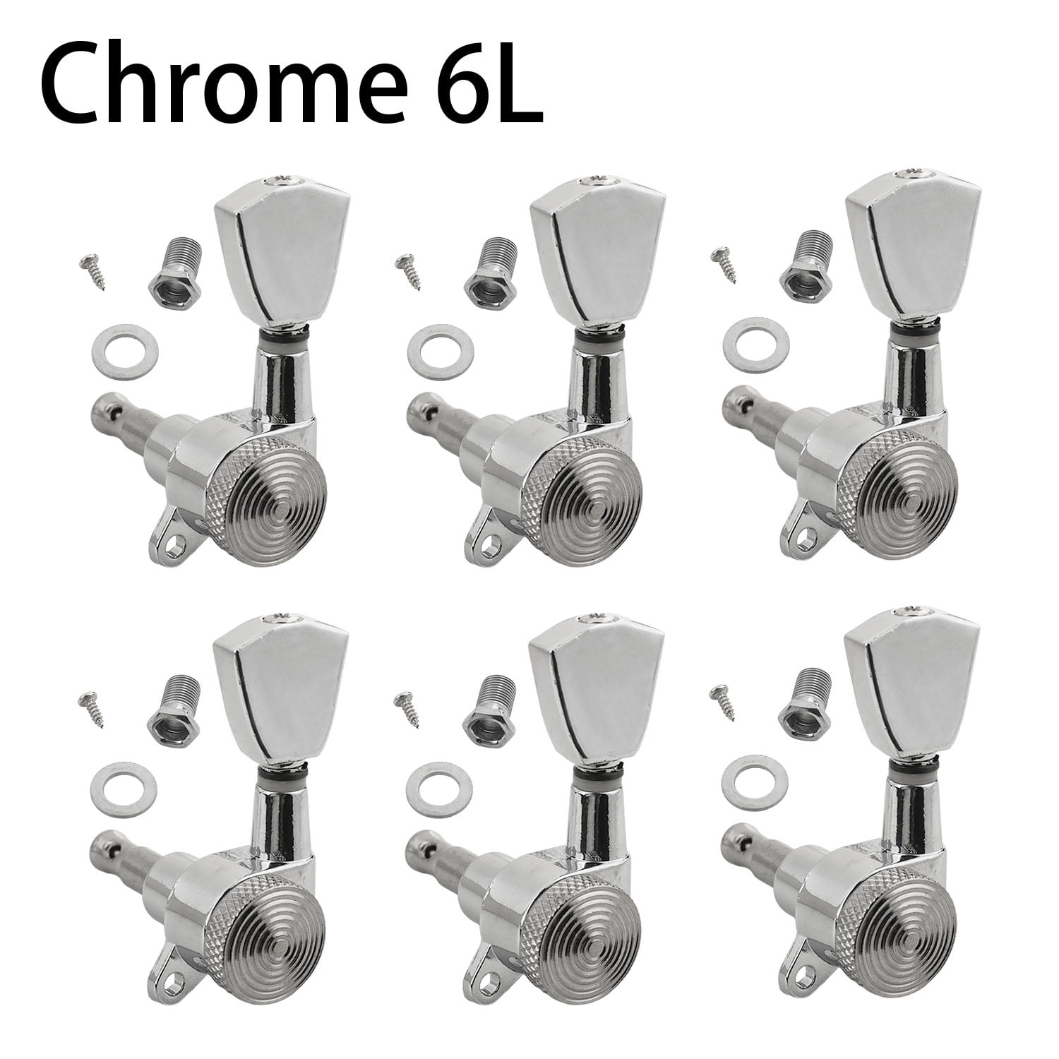 LOOKSEVEN 6L Inline Guitar Locking Tuners Tuning Pegs Machine Heads 1:18 Gear Ratio for Fender/Stratocaster/Telecaster guitar (Chrome)