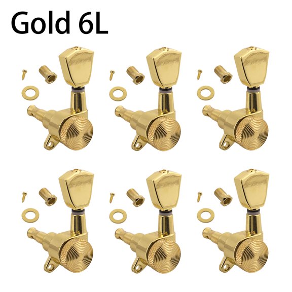 LOOKSEVEN 6L Inline Guitar Locking Tuners Tuning Pegs Machine Heads 1:18 Gear Ratio for Fender/Stratocaster/Telecaster guitar (Gold)