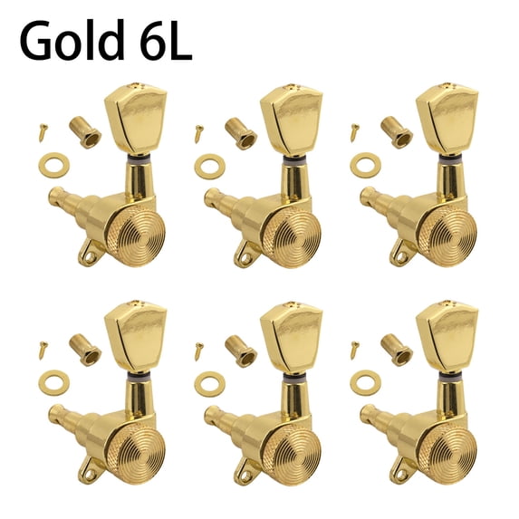 LOOKSEVEN 6L Inline Guitar Locking Tuners Tuning Pegs Machine Heads 1:18 Gear Ratio for Fender/Stratocaster/Telecaster guitar (Gold)