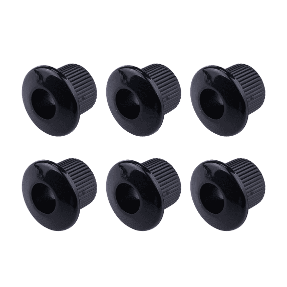 LOOKSEVEN 6Pcs Silver Guitar Tuner Bushings Ferrules, Mounting Nuts for Semi-Closed Tuning Pegs-Black