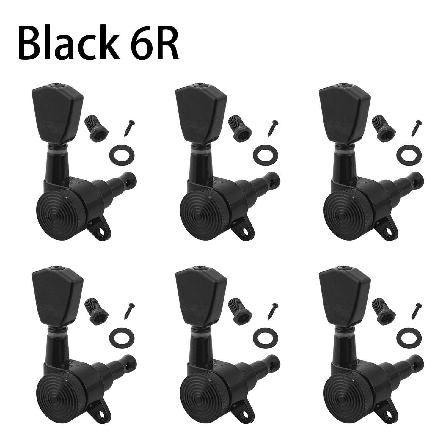 LOOKSEVEN 6R Inline Guitar Locking Tuners Tuning Pegs Machine Heads 1:18 Gear Ratio for Fender/Stratocaster/Telecaster guitar (Black)