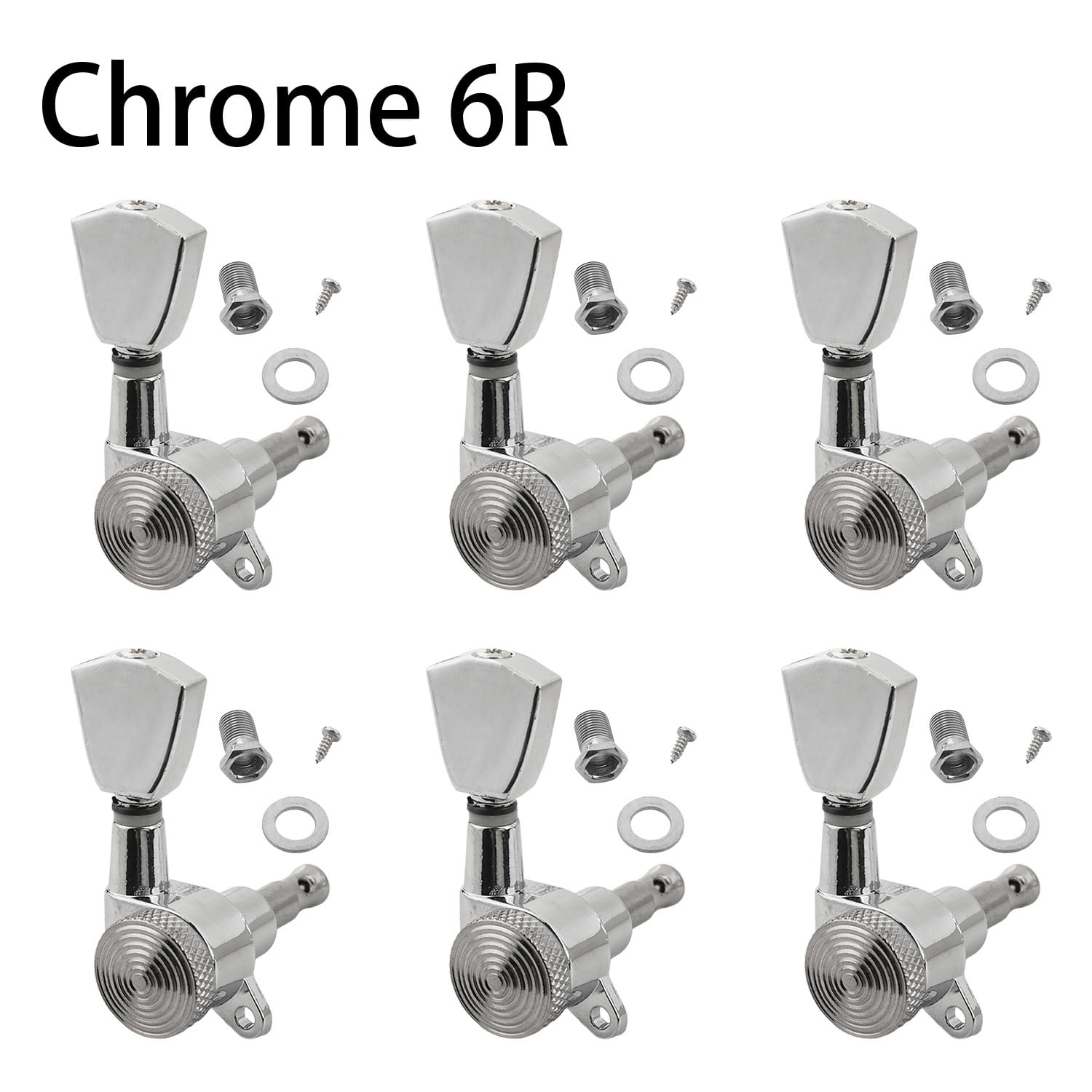 LOOKSEVEN 6R Inline Guitar Locking Tuners Tuning Pegs Machine Heads 1:18 Gear Ratio for Fender/Stratocaster/Telecaster guitar (Chrome)