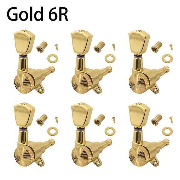 LOOKSEVEN 6R Inline Guitar Locking Tuners Tuning Pegs Machine Heads 1:18 Gear Ratio for Fender/Stratocaster/Telecaster guitar (Gold)