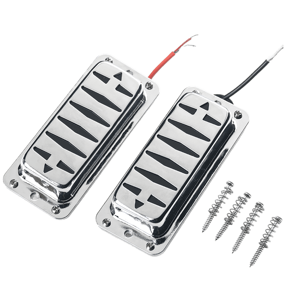 LOOKSEVEN A Pair of Mini Humbucker Neck & Bridge Pickups Set for LP Style Electric Guitar Replacement Chrome