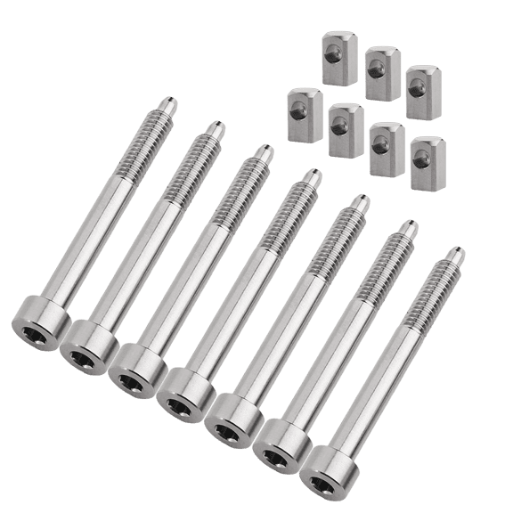 LOOKSEVEN A set of 7 pieces Titanium Alloy Locking Screws and Insert Blocks, Floyd Rose Tremolo Bridge Replacement Parts for Electric Guitar