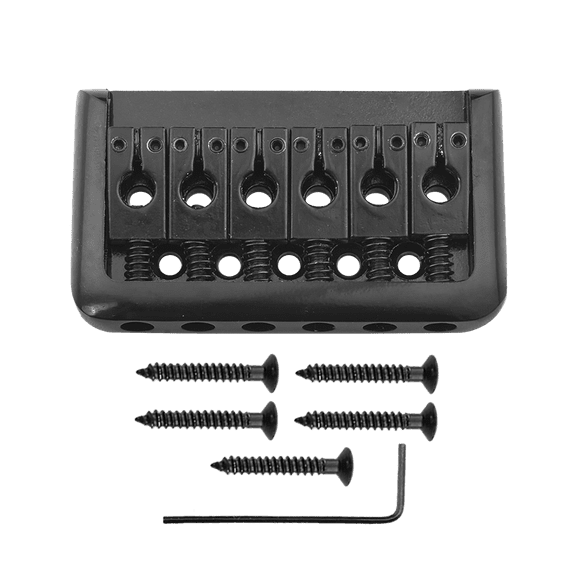 LOOKSEVEN Alloy Edge Fixed Electric Guitar Bridge with Mounting Hardware-black