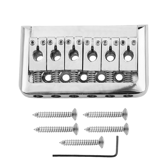 LOOKSEVEN Alloy Edge Fixed Electric Guitar Bridge with Mounting Hardware-chorme