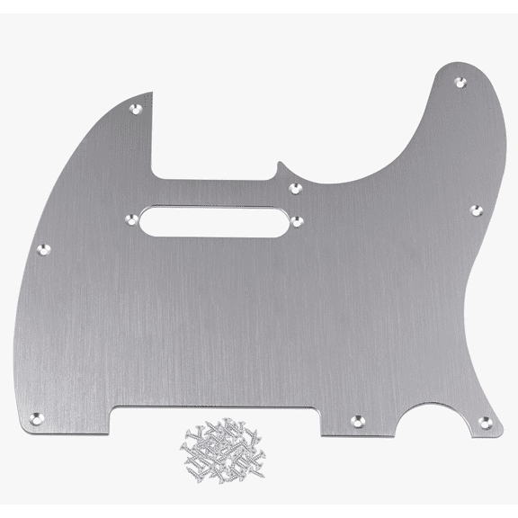 LOOKSEVEN Aluminium 8 Hole Tele Style Guitar Pickguard Scratch Plate For Fender Telecaster-Chrome