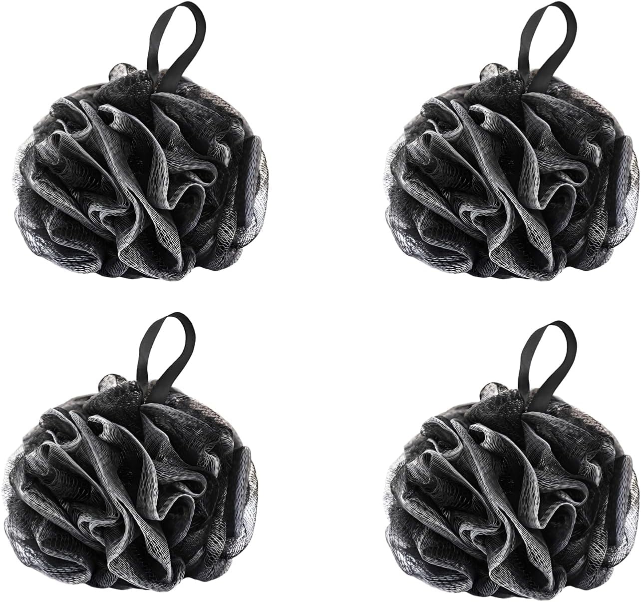 LOOKSEVEN Bath Sponge Shower Loofahs, Gray, 50g/Piece, Mesh Pouf Bath