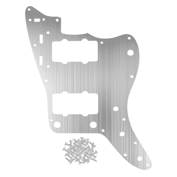 LOOKSEVEN Brushed Aluminium Vintage JM Guitar Pickguard For FD Jazzmaster Electric Guitar-Chrome
