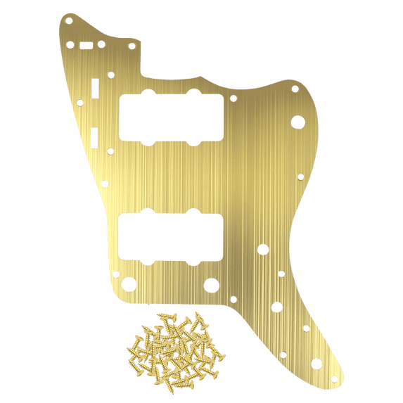 LOOKSEVEN Brushed Aluminium Vintage JM Guitar Pickguard For FD Jazzmaster Electric Guitar-Gold