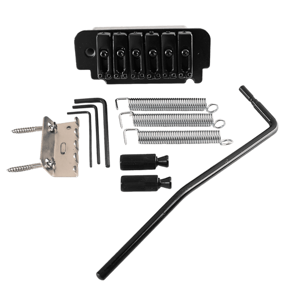 LOOKSEVEN Double-Locking Tremolo Bridge Kit, Complete Replacement Assembly for 6-String Electric Guitar - Black