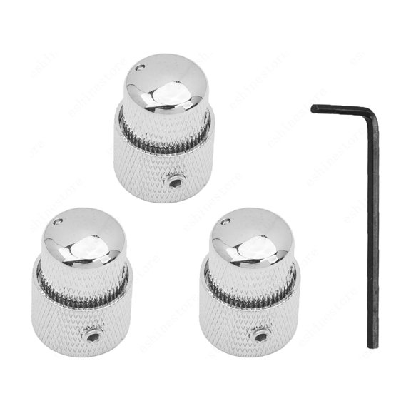 LOOKSEVEN Dual Concentric Metal Control Volume Tone Knobs Double Stacked Knob Soild Shaft-Chrome 3PCS