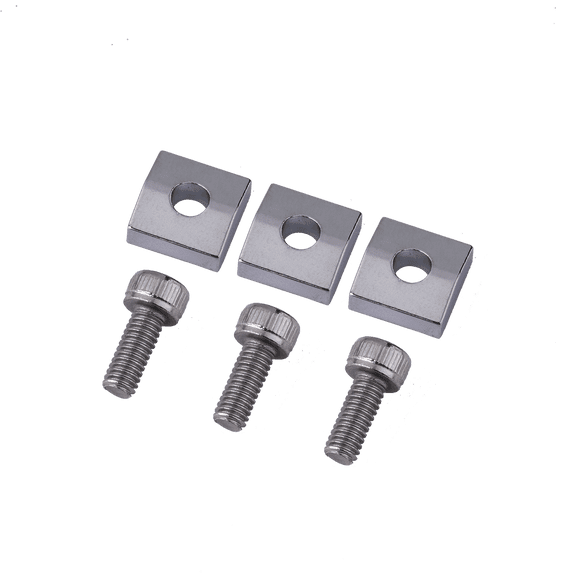 LOOKSEVEN Electric Guitar Double Locking Tremolo String Lock Clamps & Hex Screws Set, 3 Colors Available-chorme