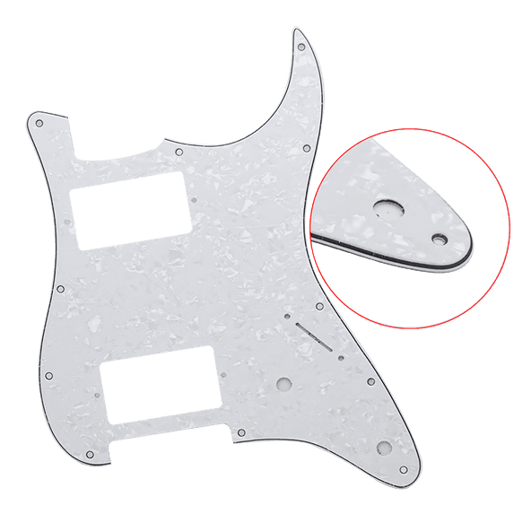 LOOKSEVEN Electric Guitar Pickguard Scratch Plate 11 Hole 2 Pot HH for Strat Multicolors-White Pearl