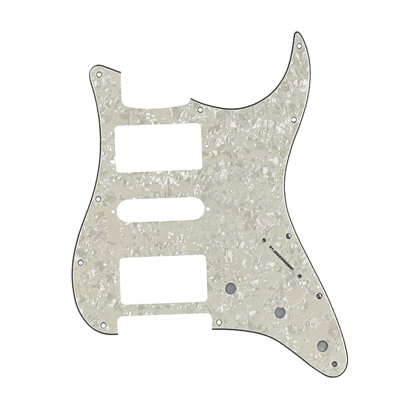LOOKSEVEN Electric Guitar Pickguard Scratch Plate 11 Hole 2 Pot HSH for Strat Multicolors-Light yellow Pearl