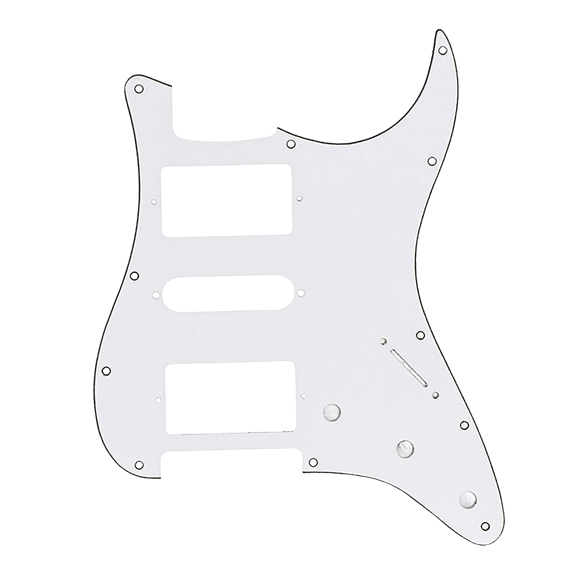 LOOKSEVEN Electric Guitar Pickguard Scratch Plate 11 Hole 2 Pot HSH for Strat Multicolors-White(Black)