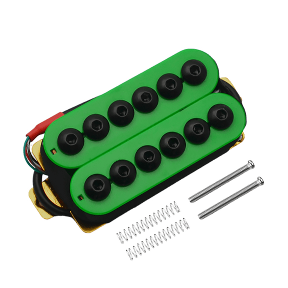 LOOKSEVEN 1PC Neck 50mm Electric Guitar Pickups Double Dual Coil Humbucker Alnico 5 Magnet Umbrella-Head (Green)