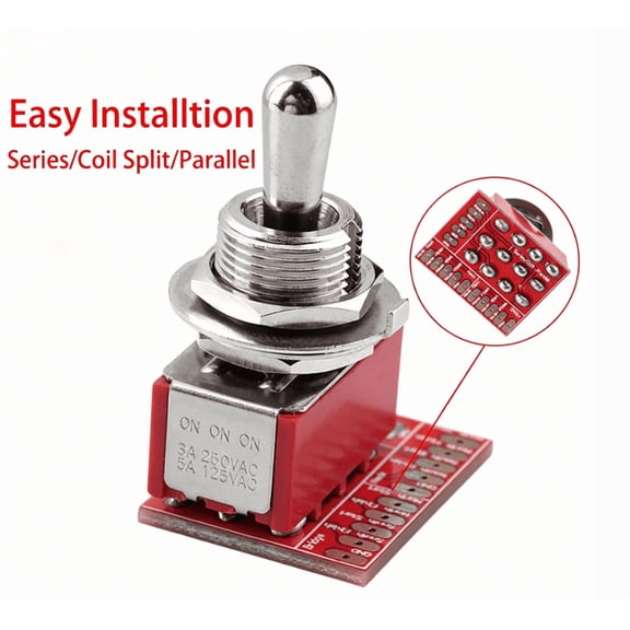 LOOKSEVEN Fat Bat Toggle Switch OnBoard DPDT 3 Position Series/Split/Parallel Easy Install