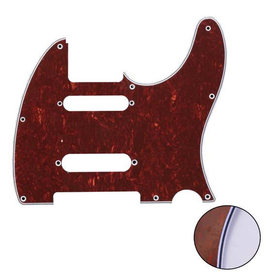 LOOKSEVEN Guitar 3 Ply Pickguard Replacement For Nashville Telecaster style Multi Colors-Red Tortoise