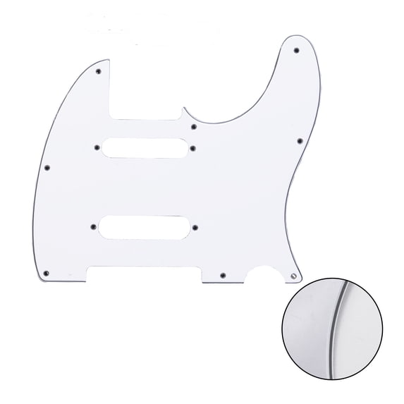 LOOKSEVEN Guitar 3 Ply Pickguard Replacement For Nashville Telecaster style Multi Colors-White