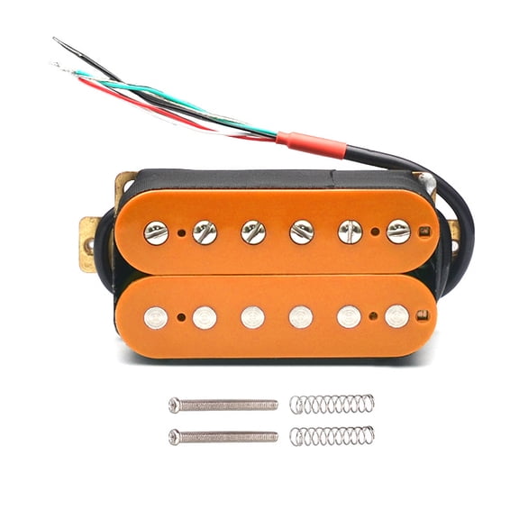 LOOKSEVEN Guitar Passive Alnico 2 Magnet Neck & Bridge 50mm 52mm Humbucker Pickup- Orange Bridge 52mm