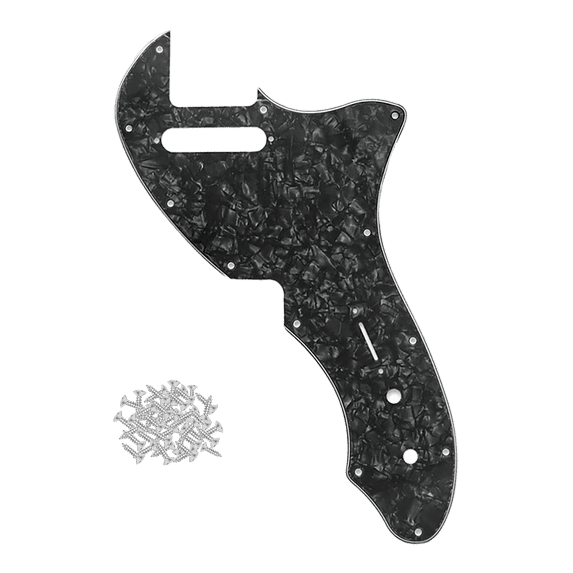 LOOKSEVEN Guitar Pickguard Scratch Plate with Screws For US Tele 69 Thinline 11Colors-Black Pearl-4ply