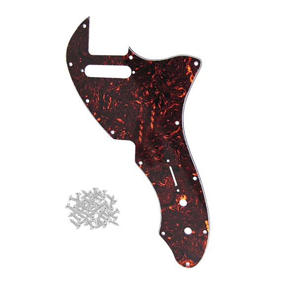 LOOKSEVEN Guitar Pickguard Scratch Plate with Screws For US Tele 69 Thinline 11Colors-Dark Brown Tortoise-4ply