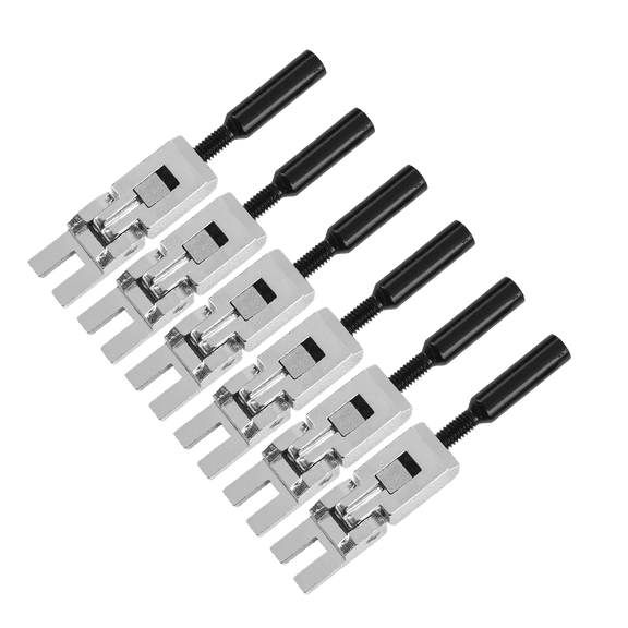 LOOKSEVEN Guitar Tremolo Bridge Saddle with Round Head Screw and Stainless Steel String Lock Block for Floyd Rose Style Replacement - Silver