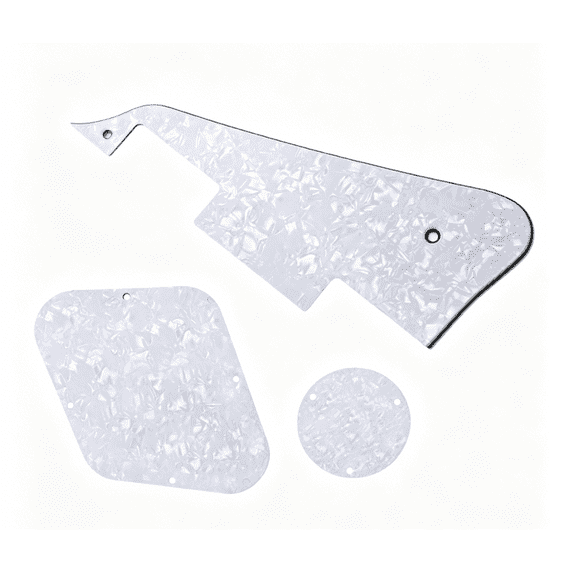 LOOKSEVEN LP Style Guitar Pickguard & Back Plate Cover Set 1-3 Ply Replacement Parts Compatible with Les Paul Style Guitars Multiple Color Options-White Pearl