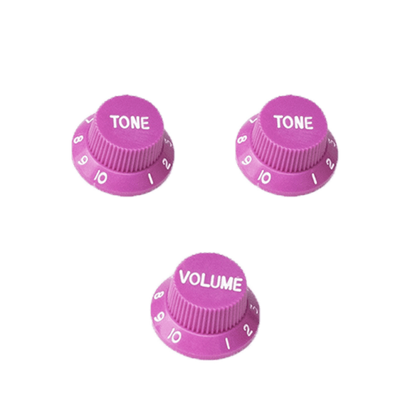 LOOKSEVEN Numbers Electirc Guitar Knobs Volume Tone Knob for Stratocaster- Purple  (White Letter)