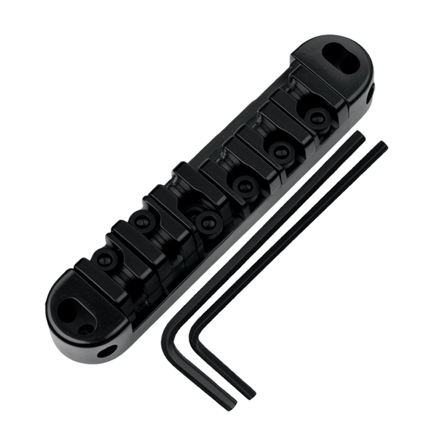 LOOKSEVEN Roller Saddle Tune-O-Matic Guitar Bridge for Electric Guitar, 6-String Roller Bridge with 2 Allen Wrenches (2mm & 2.5mm)-Black